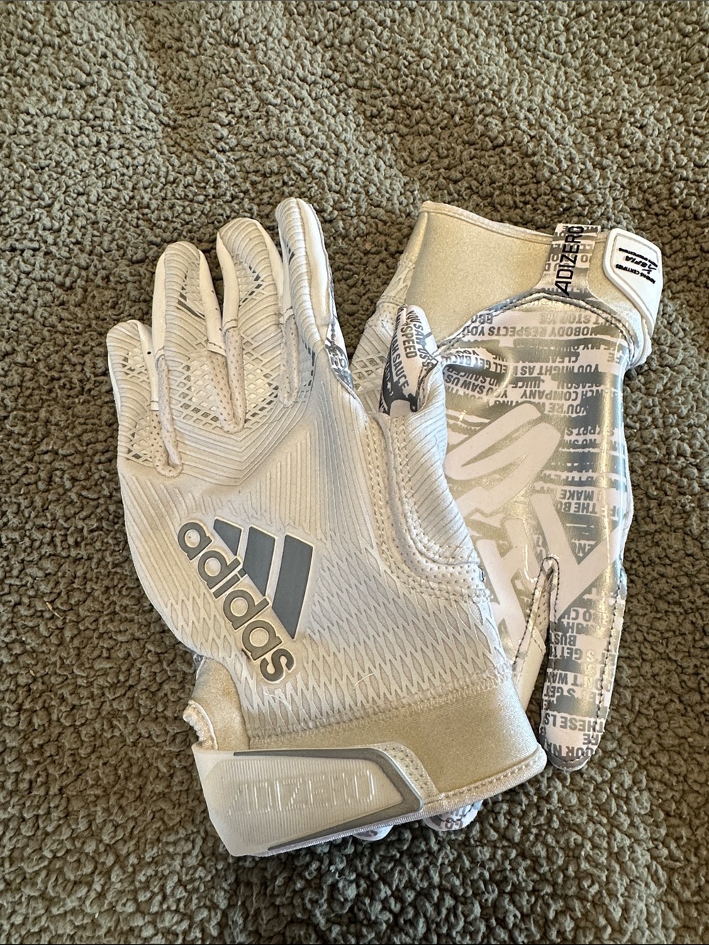 adidas White and Silver Men's Football Gloves